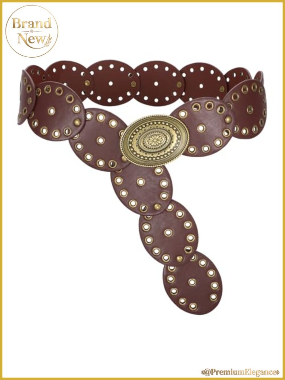Women Western Disc Belt Cowgirl Concho PU Leather Belts for Skirt